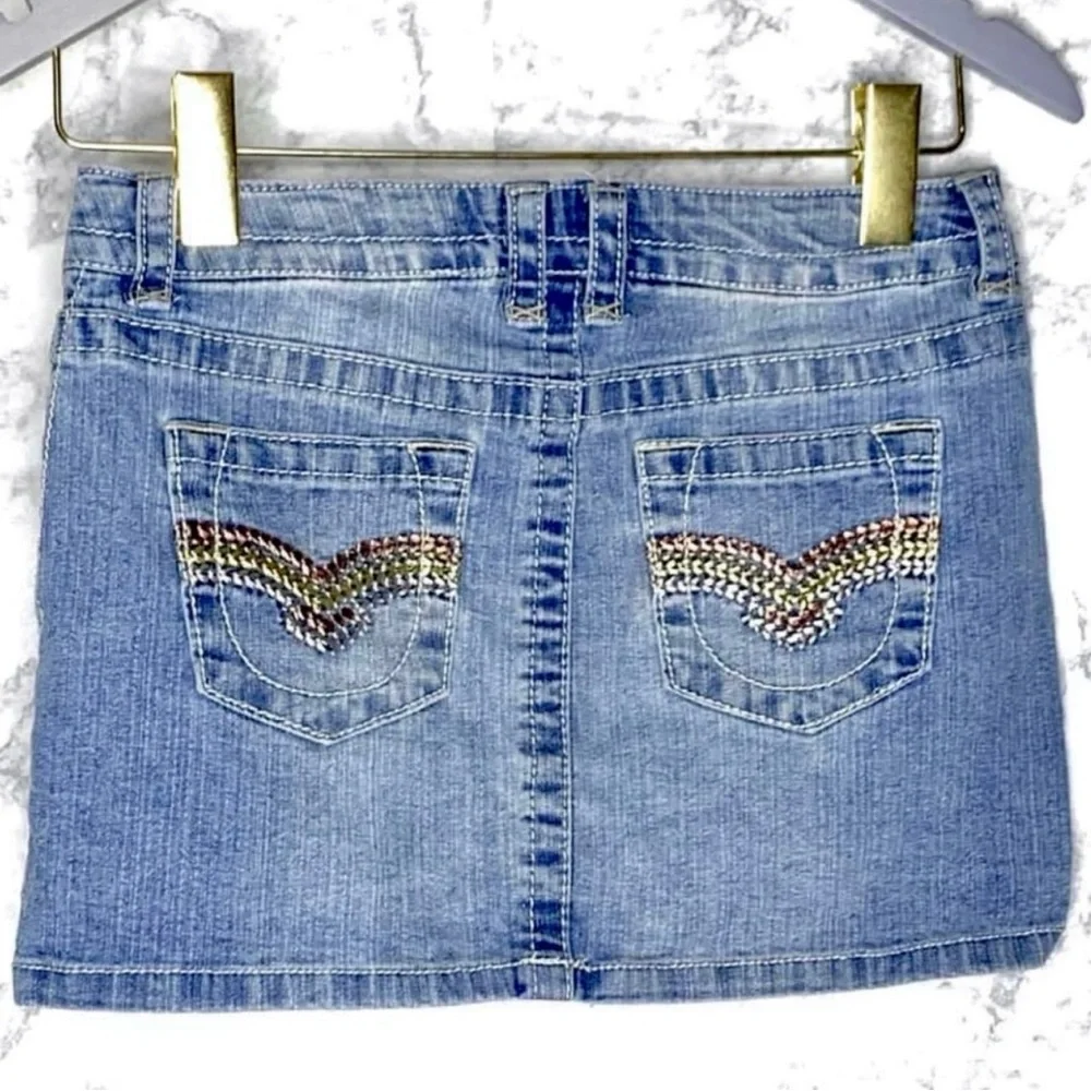 Route 66 Girls Y2K Light Wash Denim Mini Skirt Size 12